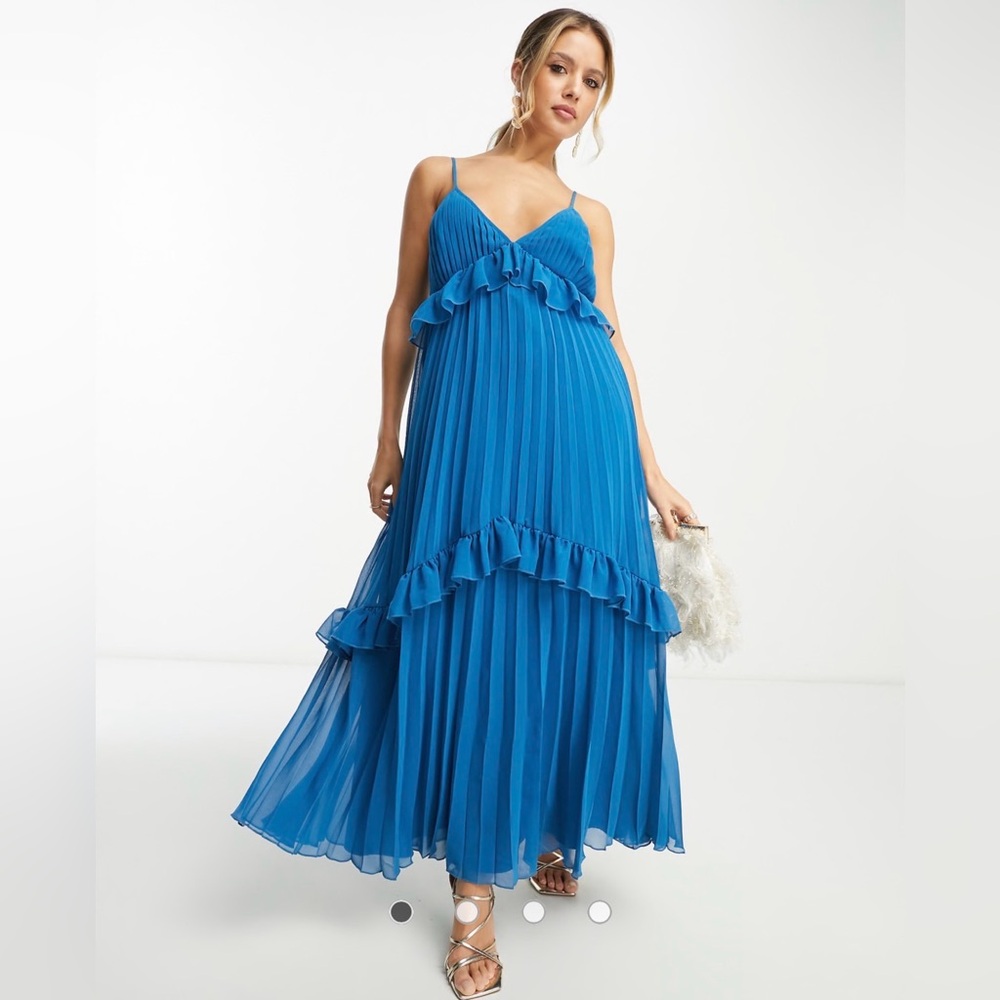 ASOS DESIGN Green Maxi Dress with Ruffle Details LIKE NEW SIZE 8